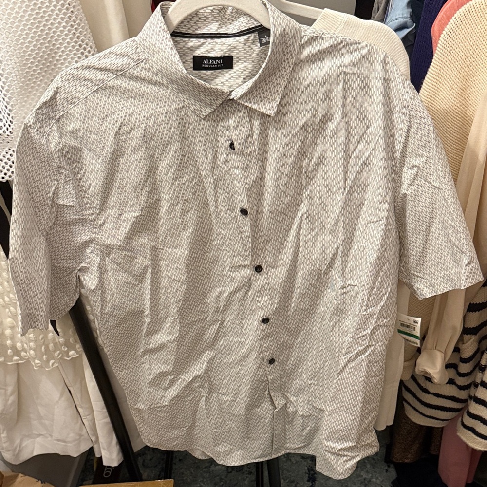 Alfani Men's Gray Patterned Button Down Shirt